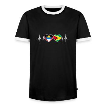 Flag of Antigua and Barbuda - Men's Ringer Shirt - black/white - Front - AI Model Female 172 light (172cm) & AI Model Male 178 light (178cm)