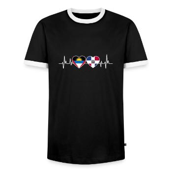 Drapeau d’Antigua-et-Barbuda - T-shirt contrasté Homme - noir/blanc - Devant - AI Model Female 172 light (172cm) & AI Model Male 178 light (178cm)