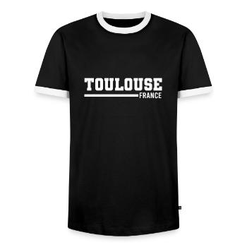 Toulouse | Frankreich - Männer Kontrast-T-Shirt - Schwarz/Weiß - Vorne - AI Model Female 172 light (172cm) & AI Model Male 178 light (178cm)
