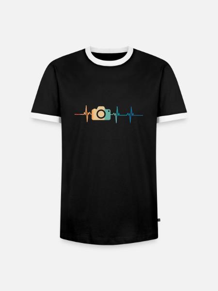 Heartbeat Camera - Men's Ringer Shirt - black/white