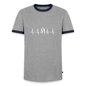Volleyball Heartbeat Ekg Sports - Men's Ringer Shirt - grey/navy  - Front - AI Model Female 172 light (172cm) & AI Model Male 178 light (178cm)