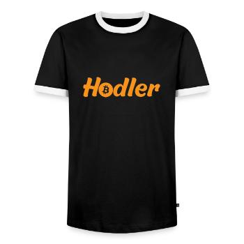 BTC Hodler bitcoin - T-shirt contrasté Homme - noir/blanc - Devant - AI Model Female 172 light (172cm) & AI Model Male 178 light (178cm)