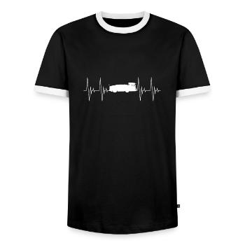 Flugzeugschlepper Pushback Pusher Herzschlag EKG - Männer Kontrast-T-Shirt - Schwarz/Weiß - Vorne - AI Model Female 172 light (172cm) & AI Model Male 178 light (178cm)