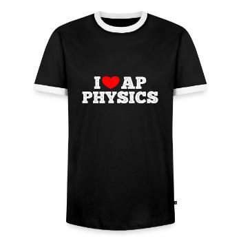 AP Physics Funny High School AP Class Survivor - Men's Ringer Shirt - black/white - Front - AI Model Female 172 light (172cm) & AI Model Male 178 light (178cm)