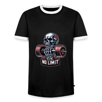 Crâne de musculation No Limit Workout avec haltère - T-shirt contrasté Homme - noir/blanc - Devant - AI Model Female 172 light (172cm) & AI Model Male 178 light (178cm)