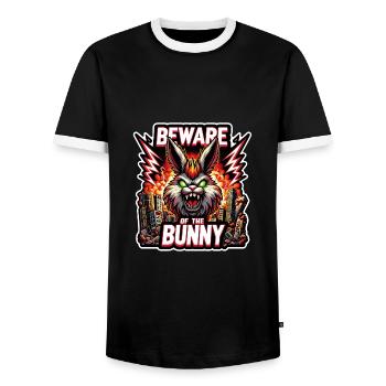 Beware of the Bunny Hasendesaster Desaster - Männer Kontrast-T-Shirt - Schwarz/Weiß - Vorne - AI Model Female 172 light (172cm) & AI Model Male 178 light (178cm)