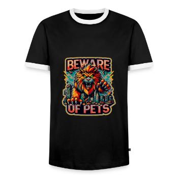 Cochon d’Inde Catastrophe Horreur Animale - T-shirt contrasté Homme - noir/blanc - Devant - AI Model Female 172 light (172cm) & AI Model Male 178 light (178cm)