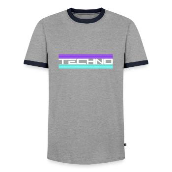 Techno Love Citation Dire Musique Fête Célébrer Logo - T-shirt contrasté Homme - gris/marine  - Devant - AI Model Female 172 light (172cm) & AI Model Male 178 light (178cm)