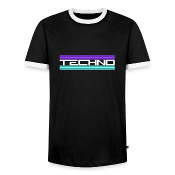 Techno Liebe Zitat Spruch Musik Party Feiern Logo - Männer Kontrast-T-Shirt - Schwarz/Weiß - Vorne - AI Model Female 172 light (172cm) & AI Model Male 178 light (178cm)