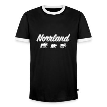 Norrland Lettrage Silhouettes Suède Région - T-shirt contrasté Homme - noir/blanc - Devant - AI Model Female 172 light (172cm) & AI Model Male 178 light (178cm)