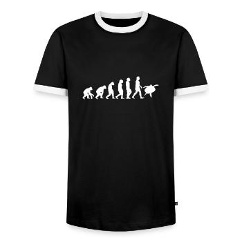 Tortue de mer Évolution des humains Animaux - T-shirt contrasté Homme - noir/blanc - Devant - AI Model Female 172 light (172cm) & AI Model Male 178 light (178cm)