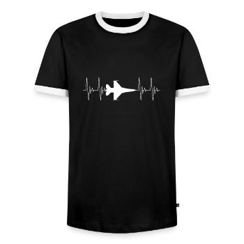 avion de chasse Heartbeat ECG Avion militaire - T-shirt contrasté Homme - noir/blanc - Devant - AI Model Female 172 light (172cm) & AI Model Male 178 light (178cm)