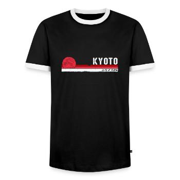 Retro Kyoto Japan Vintage-Style Design for - Men's Ringer Shirt - black/white - Front - AI Model Female 172 light (172cm) & AI Model Male 178 light (178cm)