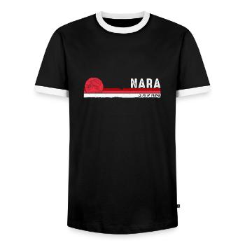 Nara Japon Vintage Souvenir pour les hommes amoureux du Japon - T-shirt contrasté Homme - noir/blanc - Devant - AI Model Female 172 light (172cm) & AI Model Male 178 light (178cm)