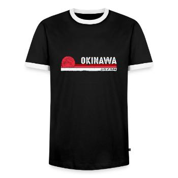 Okinawa Japon Rétro Heritage Souvenir pour Homme - T-shirt contrasté Homme - noir/blanc - Devant - AI Model Female 172 light (172cm) & AI Model Male 178 light (178cm)