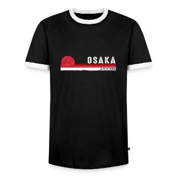 Osaka Japon Souvenir Vintage - Vintage Japonais - T-shirt contrasté Homme - noir/blanc - Devant - AI Model Female 172 light (172cm) & AI Model Male 178 light (178cm)