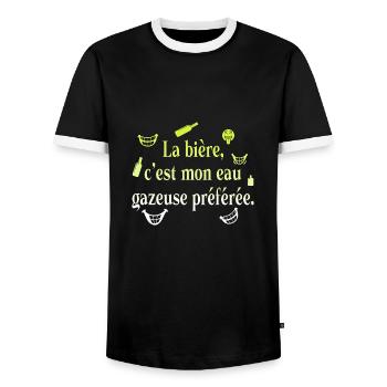 Dad Dad Humor Joke Gift Favorite Beer - Men's Ringer Shirt - black/white - Front - AI Model Female 172 light (172cm) & AI Model Male 178 light (178cm)