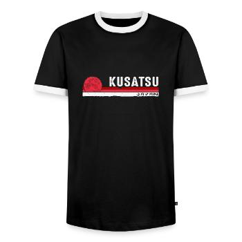Kusatsu Japan Vintage Retro Design für Onsen - Männer Kontrast-T-Shirt - Schwarz/Weiß - Vorne - AI Model Female 172 light (172cm) & AI Model Male 178 light (178cm)