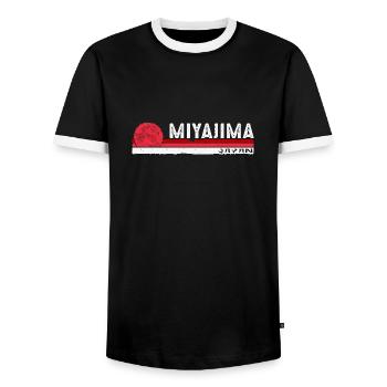Miyajima Japon Design rétro pour île pittoresque - T-shirt contrasté Homme - noir/blanc - Devant - AI Model Female 172 light (172cm) & AI Model Male 178 light (178cm)