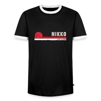 Nikko Japon Vintage Retro Design pour l’histoire - T-shirt contrasté Homme - noir/blanc - Devant - AI Model Female 172 light (172cm) & AI Model Male 178 light (178cm)