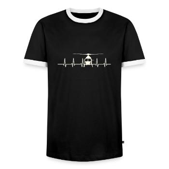 Helikopter Herzschlag Pilot - Männer Kontrast-T-Shirt - Schwarz/Weiß - Vorne - AI Model Female 172 light (172cm) & AI Model Male 178 light (178cm)