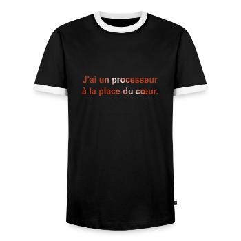 GEEK HUMOUR DRÖLES BLAGUE 1 - T-shirt contrasté Homme - noir/blanc - Devant - AI Model Female 172 light (172cm) & AI Model Male 178 light (178cm)