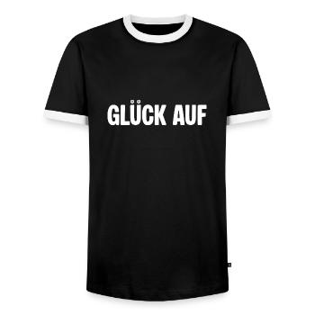 Glueck auf Hammer Erzgebirge - Männer Kontrast-T-Shirt - Schwarz/Weiß - Vorne - AI Model Female 172 light (172cm) & AI Model Male 178 light (178cm)