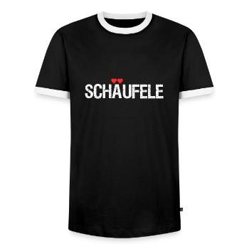 Schäufele - Männer Kontrast-T-Shirt - Schwarz/Weiß - Vorne - AI Model Female 172 light (172cm) & AI Model Male 178 light (178cm)