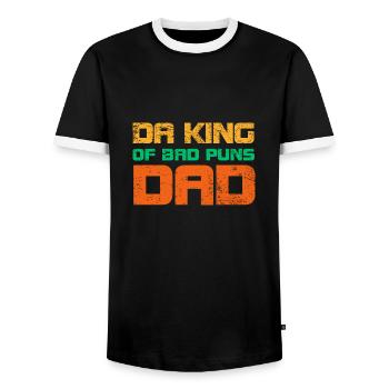 Da King Of Bad Puns Dad - Männer Kontrast-T-Shirt - Schwarz/Weiß - Vorne - AI Model Female 172 light (172cm) & AI Model Male 178 light (178cm)