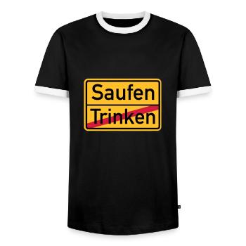Saufen - Männer Kontrast-T-Shirt - Schwarz/Weiß - Vorne - AI Model Female 172 light (172cm) & AI Model Male 178 light (178cm)