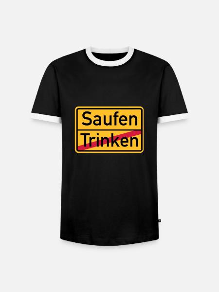 Saufen - Männer Kontrast-T-Shirt - Schwarz/Weiß