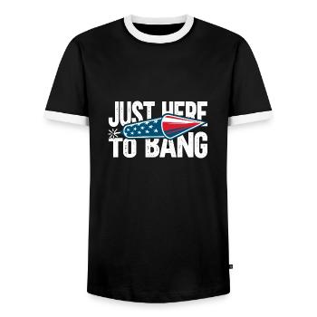 Just Here To Bang - Männer Kontrast-T-Shirt - Schwarz/Weiß - Vorne - AI Model Female 172 light (172cm) & AI Model Male 178 light (178cm)