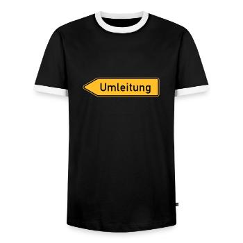 Umleitung Links - Männer Kontrast-T-Shirt - Schwarz/Weiß - Vorne - AI Model Female 172 light (172cm) & AI Model Male 178 light (178cm)