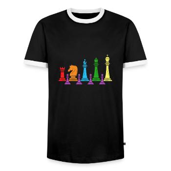 Chess Checkmate Chess Player Chess Family - Men's Ringer Shirt - black/white - Front - AI Model Female 172 light (172cm) & AI Model Male 178 light (178cm)