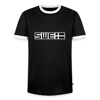 Tactique suédoise - T-shirt contrasté Homme - noir/blanc - Devant - AI Model Female 172 light (172cm) & AI Model Male 178 light (178cm)
