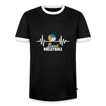 Beachvolleyball - Männer Kontrast-T-Shirt - Schwarz/Weiß - Vorne - AI Model Female 172 light (172cm) & AI Model Male 178 light (178cm)