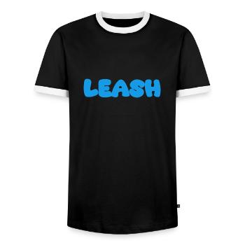 Leash Name Blue - Men's Ringer Shirt - black/white - Front - AI Model Female 172 light (172cm) & AI Model Male 178 light (178cm)