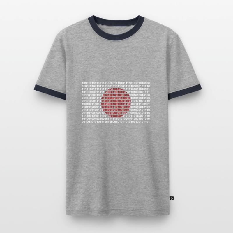Le drapeau du Japon numérote le code binaire codé en bits T-shirt contrasté Homme