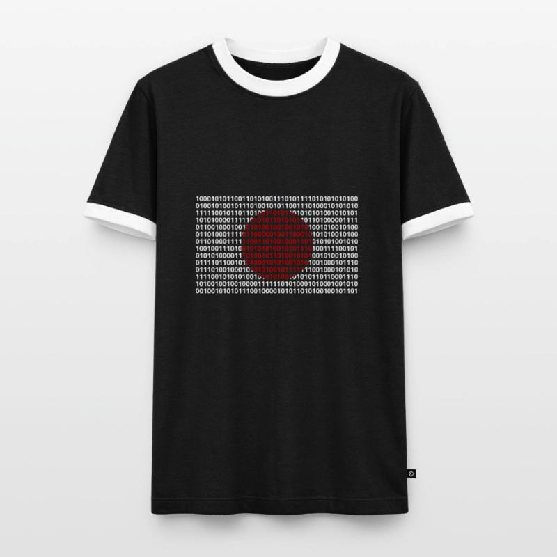 Le drapeau du Japon numérote le code binaire codé en bits T-shirt contrasté Homme