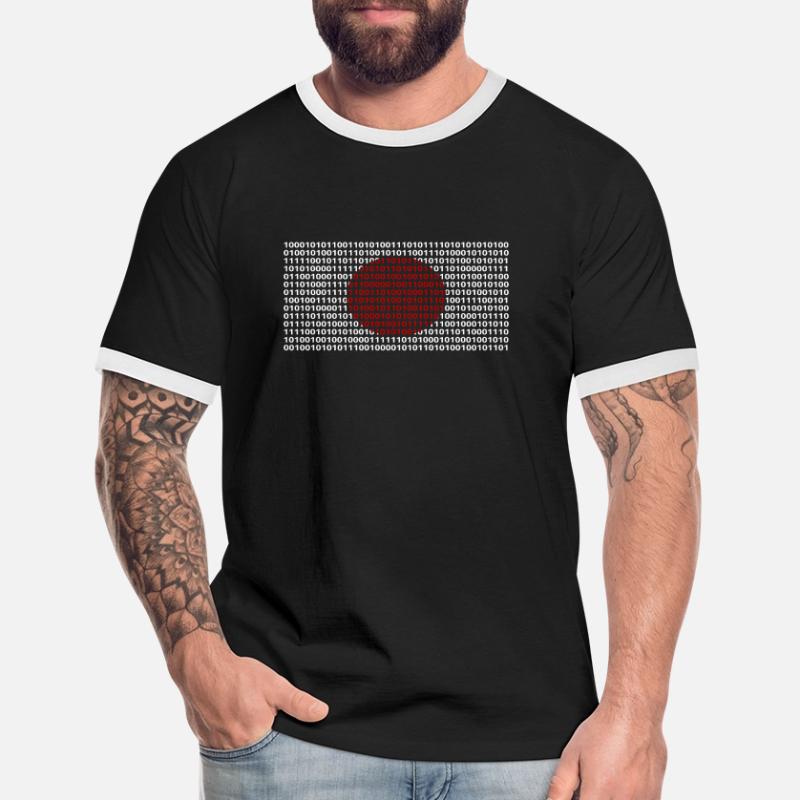 Japan Flagge Zahlen Binärcode Byte Bit Code Männer Kontrast-T-Shirt