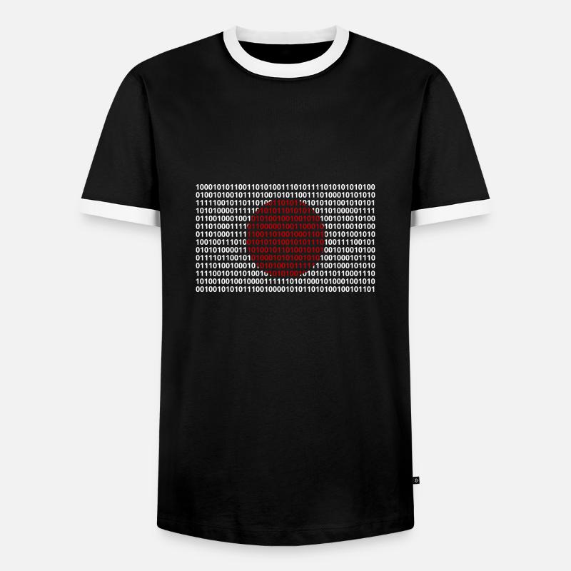 Le drapeau du Japon numérote le code binaire codé en bits - T-shirt contrasté Homme - noir/blanc
