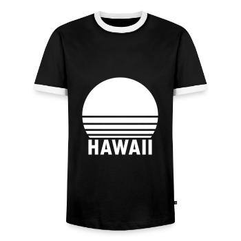 Hawaii (geteilte Sonne) - Männer Kontrast-T-Shirt - Schwarz/Weiß - Vorne - AI Model Female 172 light (172cm) & AI Model Male 178 light (178cm)