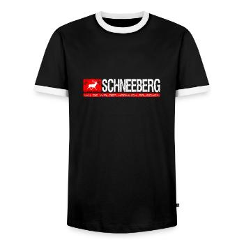 Schneeberg Wu de walder haamlich rauschen - T-shirt contrasté Homme - noir/blanc - Devant - AI Model Female 172 light (172cm) & AI Model Male 178 light (178cm)