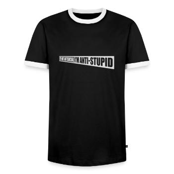 pas antisocial anti-stupide - T-shirt contrasté Homme - noir/blanc - Devant - AI Model Female 172 light (172cm) & AI Model Male 178 light (178cm)