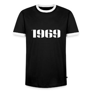1969 - Geschenk geboren im Jahr 1969 - Männer Kontrast-T-Shirt - Schwarz/Weiß - Vorne - AI Model Female 172 light (172cm) & AI Model Male 178 light (178cm)