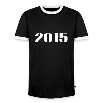 2015 - Cadeau né en 2015 - T-shirt contrasté Homme - noir/blanc - Devant - AI Model Female 172 light (172cm) & AI Model Male 178 light (178cm)