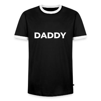 Papa Papa Papa Papa Papa Personne préférée - T-shirt contrasté Homme - noir/blanc - Devant - AI Model Female 172 light (172cm) & AI Model Male 178 light (178cm)