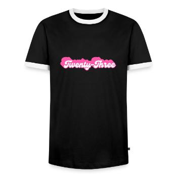 twenty-three birthday -23e anniversaire rétro rose - T-shirt contrasté Homme - noir/blanc - Devant - AI Model Female 172 light (172cm) & AI Model Male 178 light (178cm)