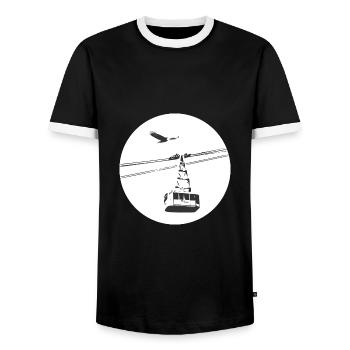 Gondel mit Adler schwarz - Männer Kontrast-T-Shirt - Schwarz/Weiß - Vorne - AI Model Female 172 light (172cm) & AI Model Male 178 light (178cm)