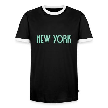 New York - T-shirt contrasté Homme - noir/blanc - Devant - AI Model Female 172 light (172cm) & AI Model Male 178 light (178cm)